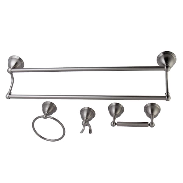 Restoration 4-Piece Bathroom Hardware, Brushed Nickel